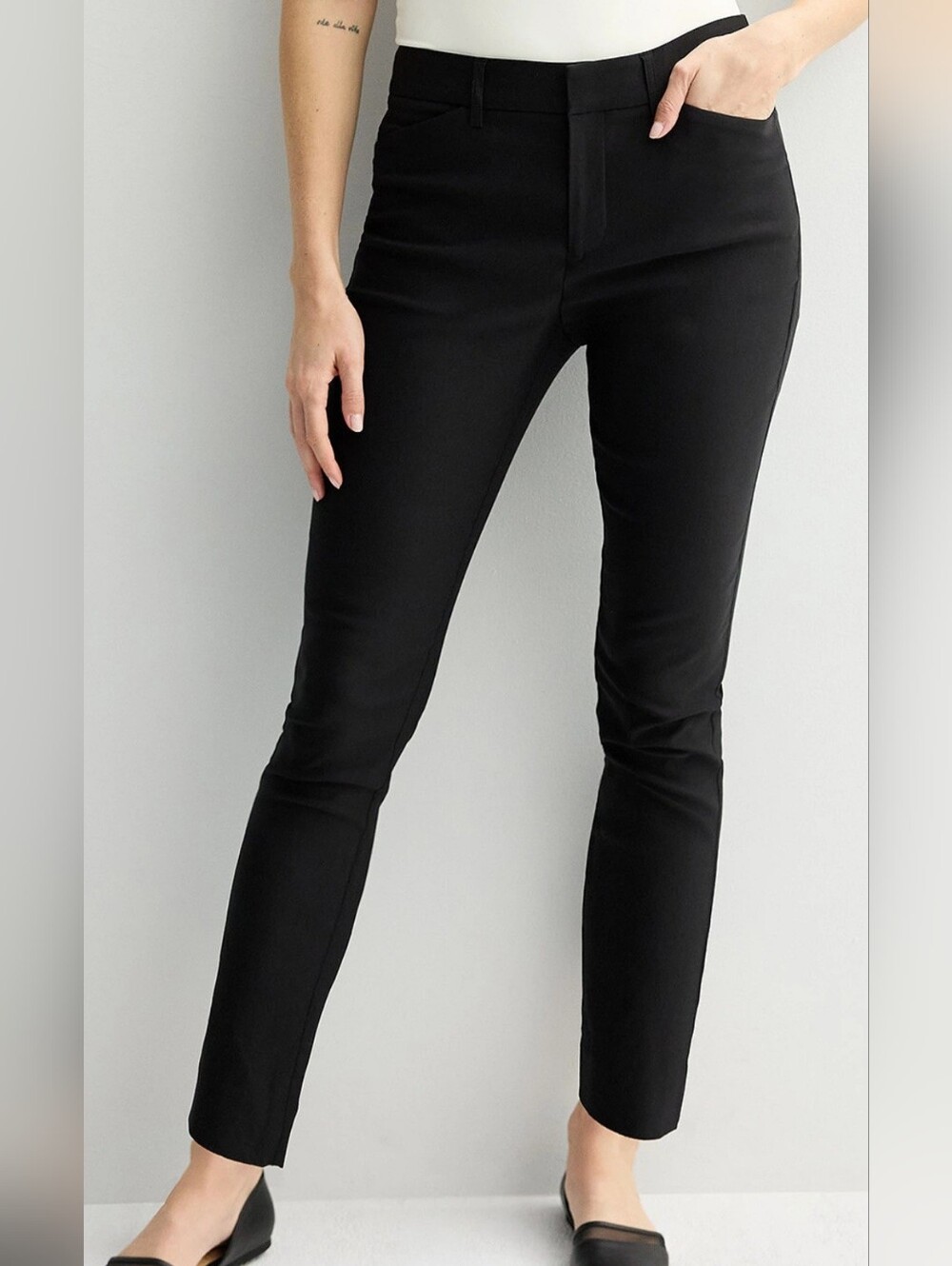 Calvin Klein Black Straight Leg Women's Tailored Dress Trousers, Back Pockets, 2